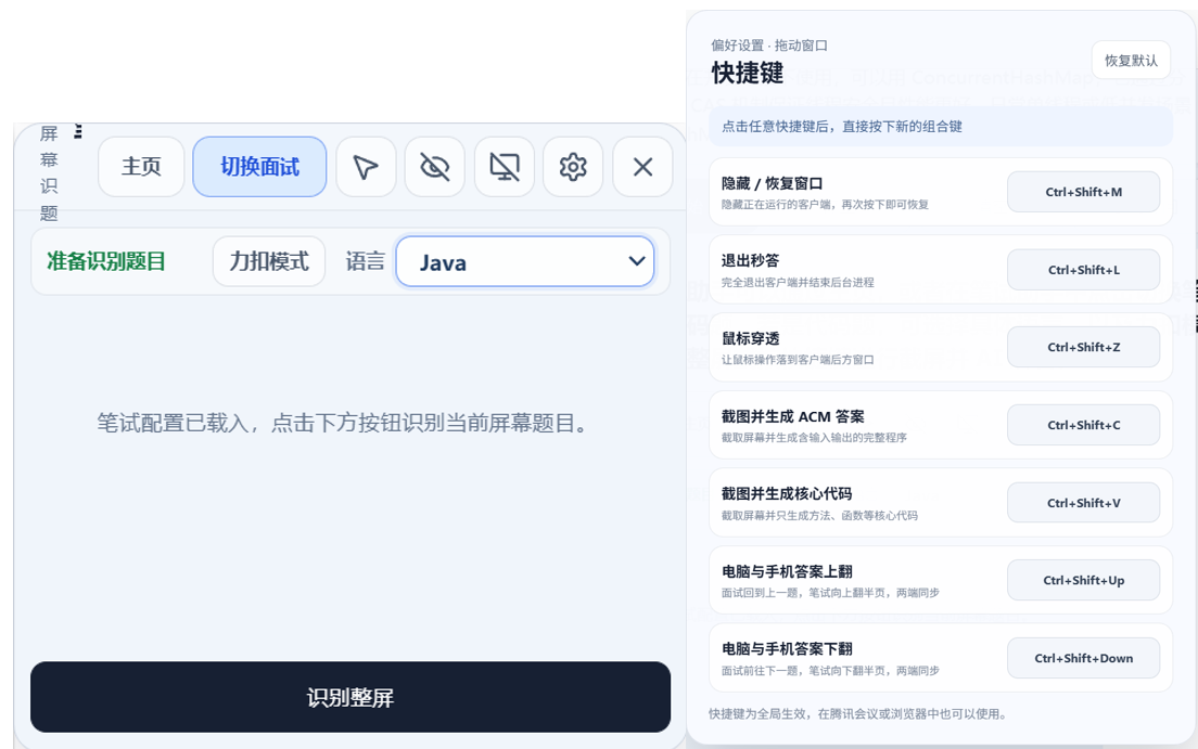 笔试助手识别屏幕题目并生成解答